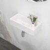 Modern Ceramic Rectangle Wall Mount Bathroom Sink With Single Faucet Hole - White - Image 2
