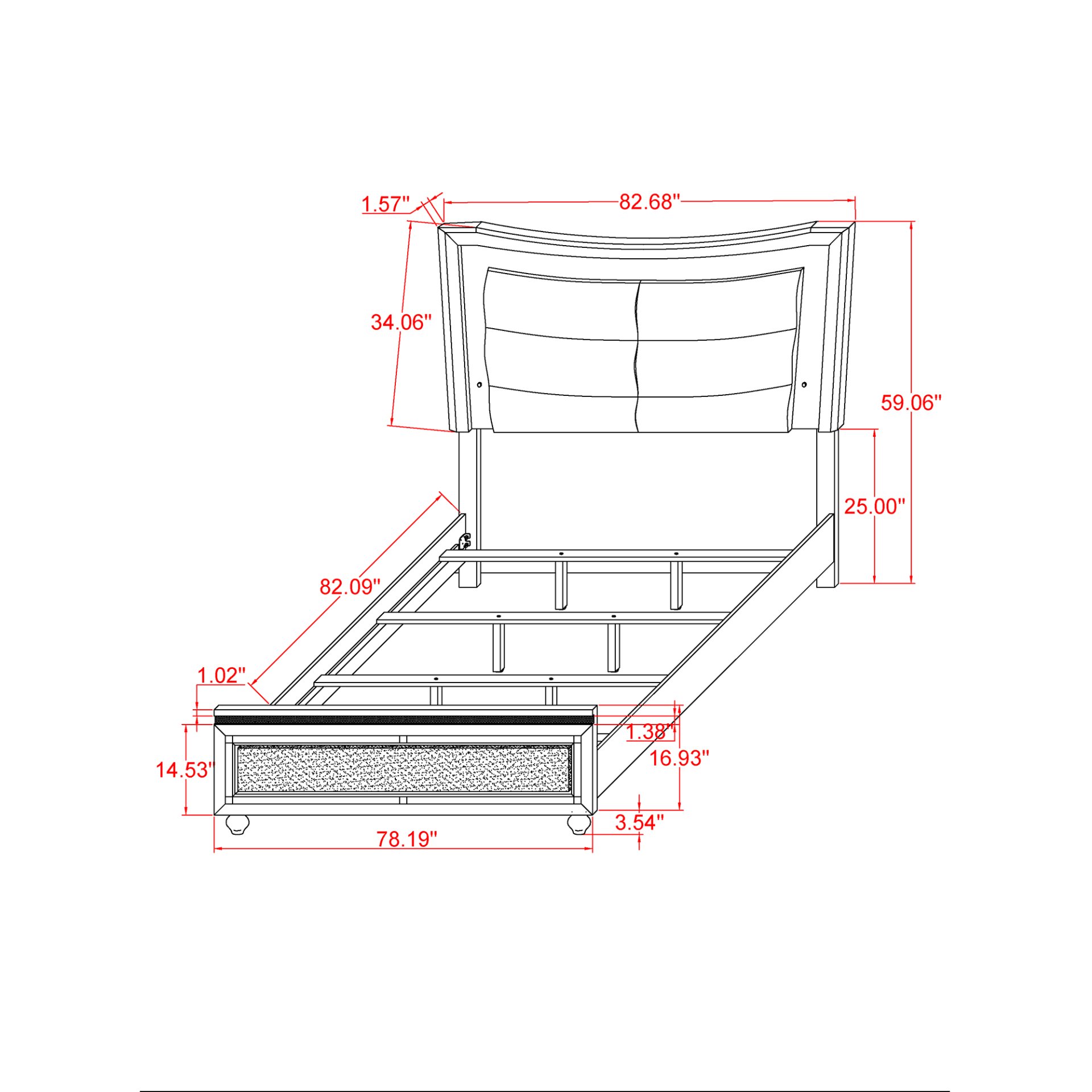 Maloise - King Bedroom 5 Piece Set With Padded Headboard And Crystal Crushed Footboard - White - Image 9