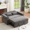 Pull Out Sofa Bed Convertible Couch Loveseat Sofa Modern Sleeper Sofa With Adjustable Backrest For Living Room - Gray - Image 3