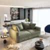 4 Seat Sofa, Deep Seat Couches With Soft Pillows And 2 Ottomans, Convertible Sofa Lounge Chair, For Living Room - Green - Image 11