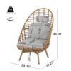 Ellis - Outdoor Wicker High Back Lounge Chair, Teak Finished Leg - Light Brown / Beige - Image 8