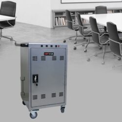 Mobile Charging Cart For Tablets Laptops 35 Device Capacity Matt Silver Metal - Silver