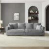 Plush Corduroy 4 Seat Sofa, Modern Comfy Upholstered Sofa Cloud Couch, Deep Seat Couches With Soft Pillows, Convertible Deep Seat Sofa Lounge Chair For Living Room - Gray - Image 4