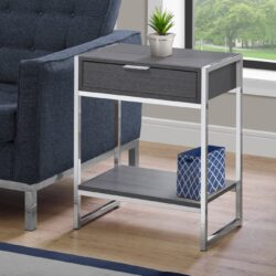 Accent Side Table, Storage Drawer, Modern - Dark Gray