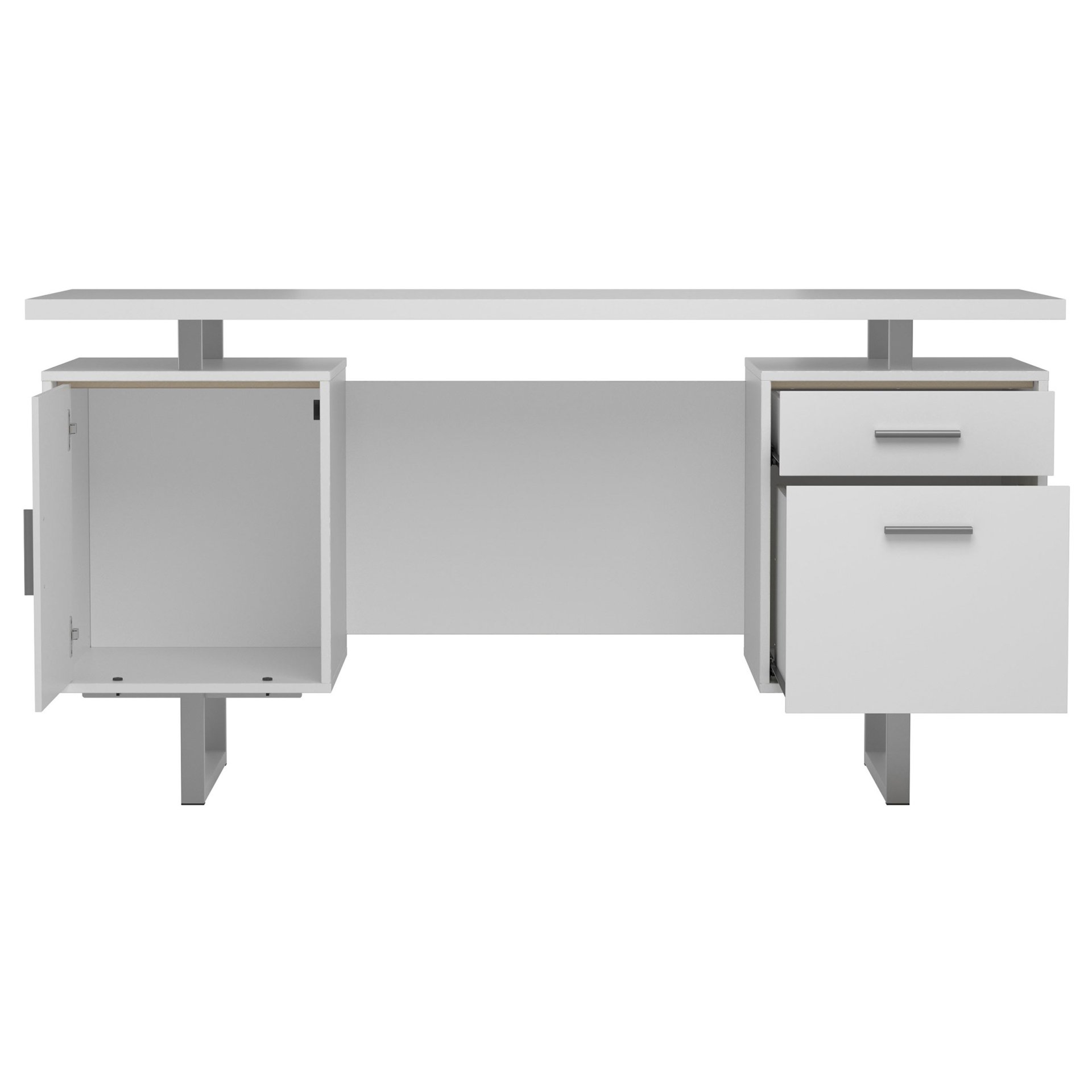 2 Drawer Computer Desk High Gloss Home Office - White - Image 6