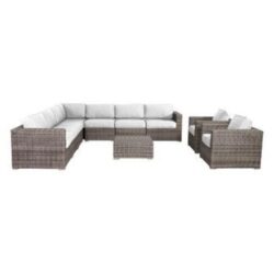Luxury 8 Person Wicker Patio Lounge Set With Premium Cushions Weather Resistant - Gray Mix / Taupe