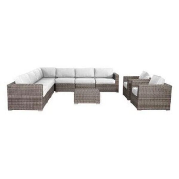 Luxury 8 Person Wicker Patio Lounge Set With Premium Cushions Weather Resistant - Gray Mix / Taupe