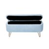 Storage Ottoman Bench For End Of Bed Gold Legs, Modern Gray Faux Fur Entryway Bench Upholstered Padded With Storage For Living Room Bedroom - Blue - Image 19