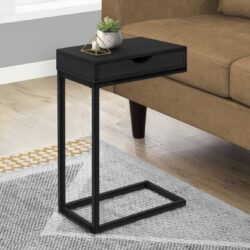 Accent Table, C - Shaped Versatile Design - Black