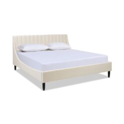 Aspen - King Vertical Tufted Headboard Platform Bed Set - French Beige