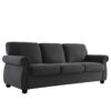 Soft Sofa, Upholstered 3 Seater Couch With High Density Foam, Loose Back Cushions And Turned Legs - Black - Image 4
