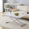 Modern Minimalist Multifunctional Lift Table With Metal Legs - White / Silver - Image 4