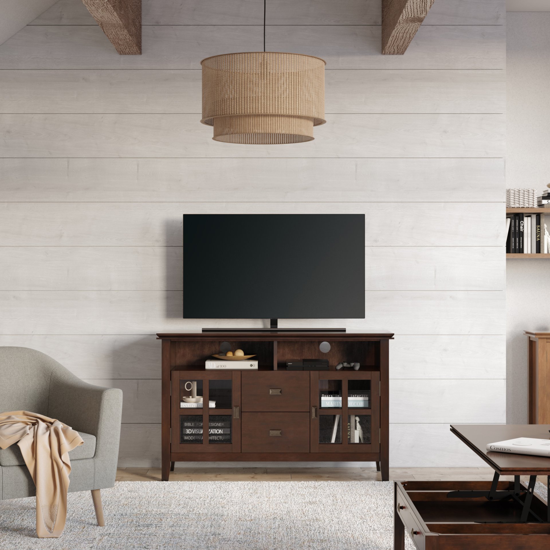 Artisan - TV Media Stand, Handcrafted - Russet Brown - Image 11