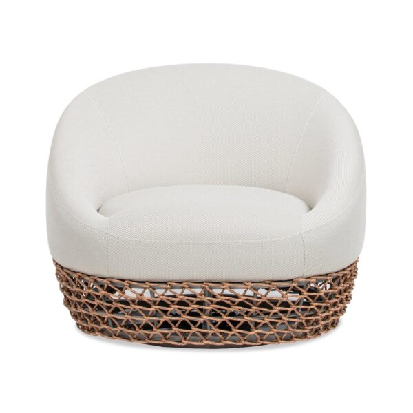 Willow - Upholstered Woven Patio Deep Seating Armchair, Wicker Frame - Wheat Beige / Golden Brown