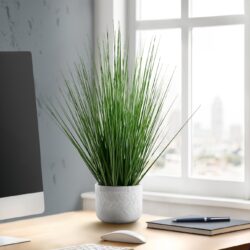 21" Tall, Artificial Plant, Grass, Indoor, Faux, Fake, Table, Greenery, Potted, Real Touch, Decorative - Green / White