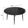 Modern Man-Made Stone Round Metal Dining Table-Position For 6 People - Black - Image 3