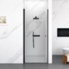 Semi Frameless Circular Pivot Shower Door With 1 / 4" Sgcc Tempered Glass - Matte Black - Image 2