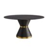 59.05" Modern Artificial Stone Round Black Carbon Steel Base Dining Table, Can Accommodate 6 People - Black - Image 9