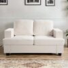 Modern Loveseat, Comfortable 2 Seater Couch With Deep Seating, Loose Back Cushions, Wide Arms - Ivory - Image 6