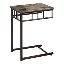 C-Shaped Accent Table Marble Look For Living Room - Espresso