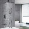 Contemporary Shower System With 12" Rainfall Head And Handheld Spray, Wall Mounted - Matte Black - Image 5
