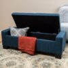 Empower - Button Tufted Waffle Upholstered Storage Ottoman With Wood Legs - Navy Blue - Image 9
