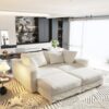 Plush Corduroy 4 Seat Sofa, Modern Comfy Upholstered Sofa Cloud Couch, Deep Seat Couches With Soft Pillows And 2 Ottomans, Convertible Sofa Lounge Chair, For Living Room, Apartment, Office - Beige - Image 5