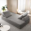Multifunctional Convertible Sofa Bed With 2 Tumbler Backrests And 2 Pillows, Diy Modern Upholstered Couch - Light Gray - Image 13