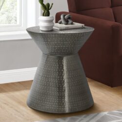 Drum Accent Side Table, Contemporary & Modern - Silver