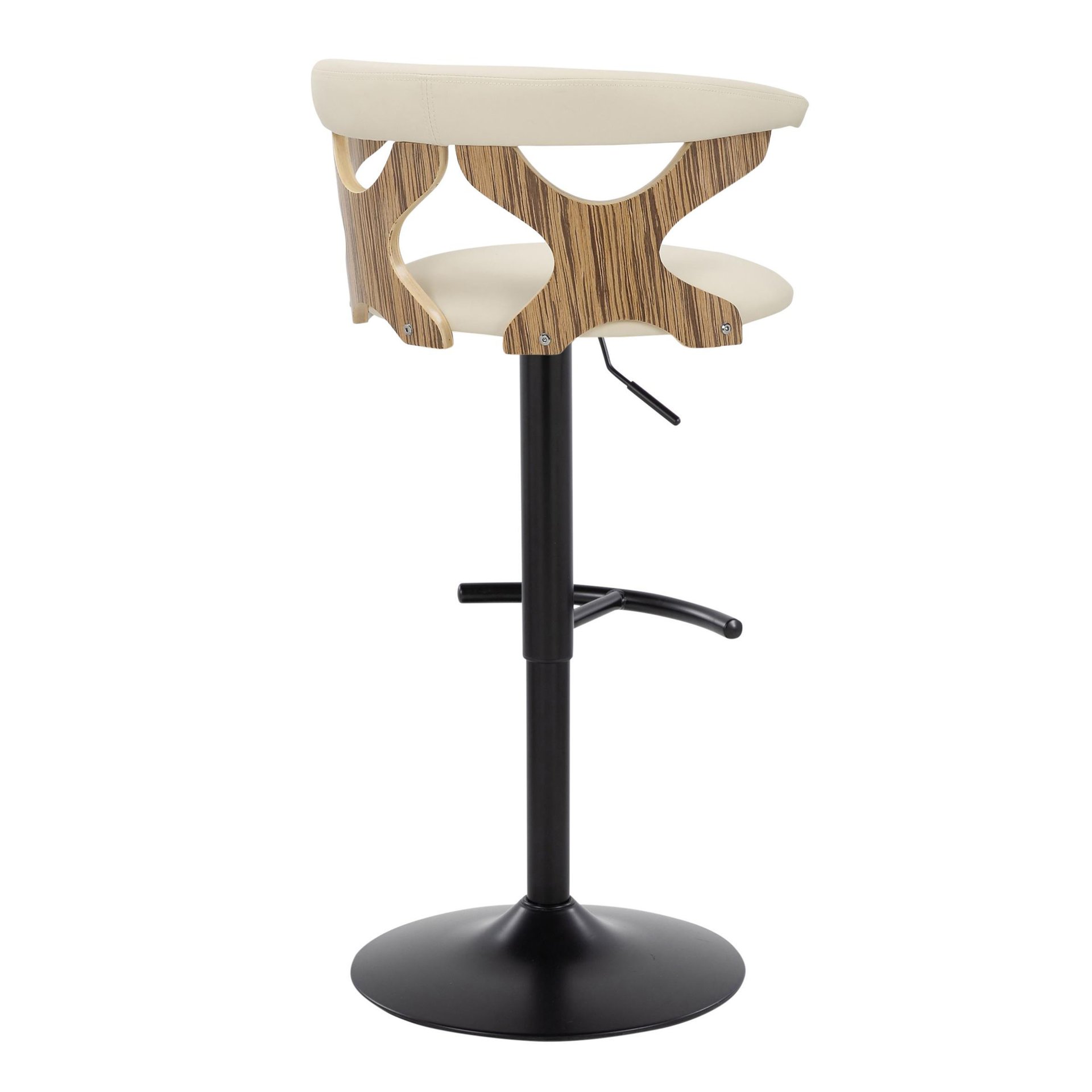 Gardenia - Contemporary Adjustable Barstool With Swivel And Rounded T Footrest (Set of 2) - Chrome / White - Image 4