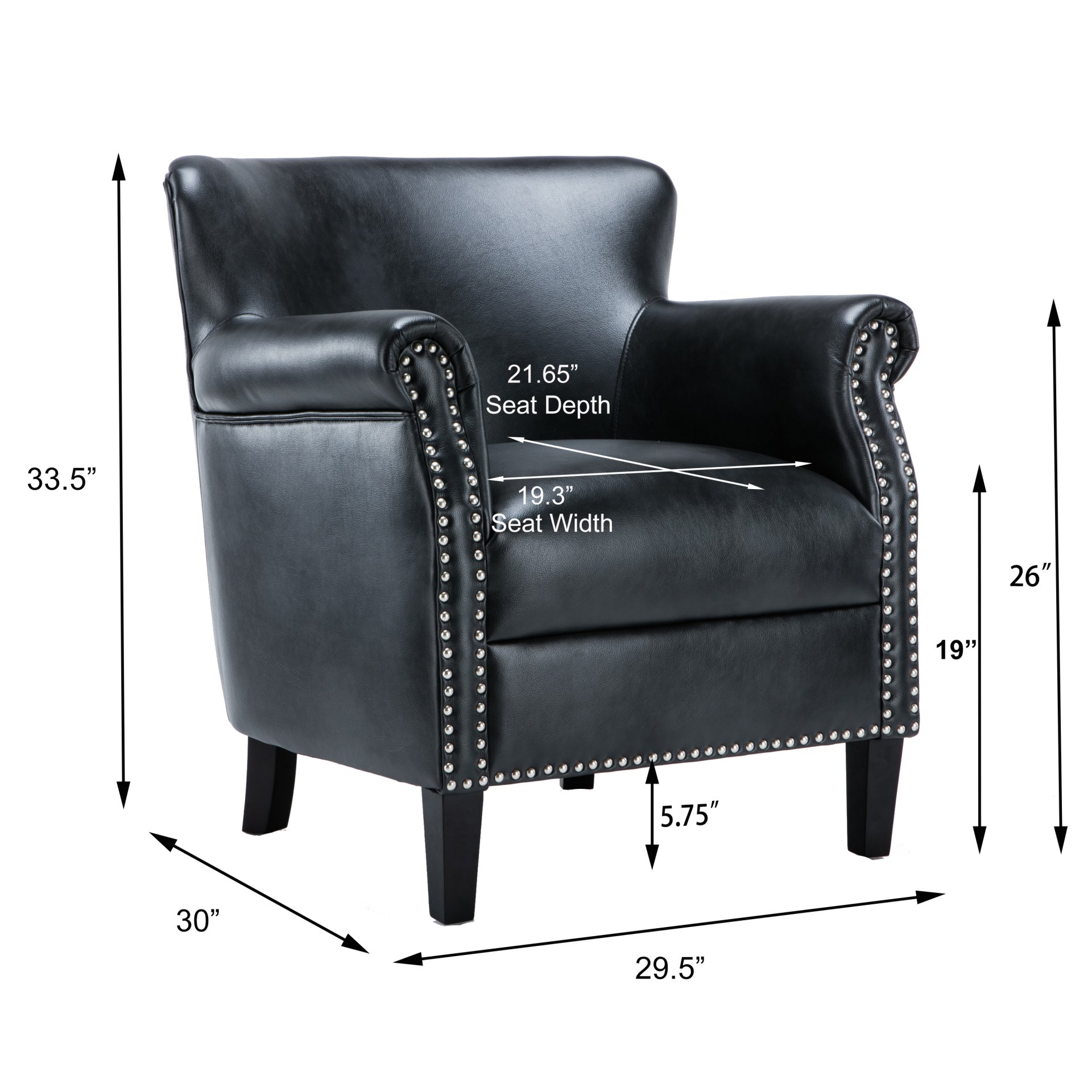 Hadley - Club Chair With Upholstery - Charcoal - Image 3