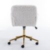 Office Chair, Artificial Rabbit Hair Home Office Chair With Golden Metal Base, Adjustable Desk Chair Swivel Office Chair, Vanity Chair - Beige - Image 8