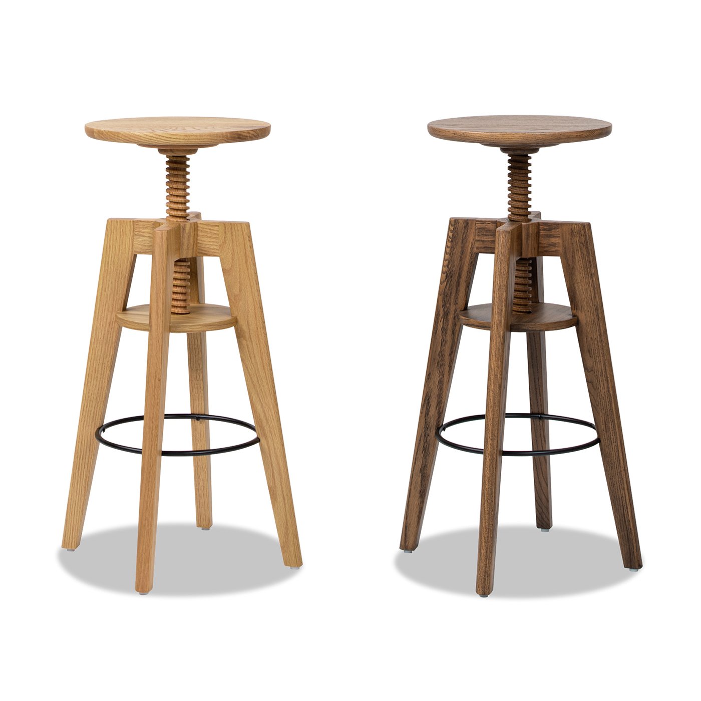 Spencer - Minimalist Oak Adjustable Bar Counter Stool - Walnut Brown Oak - Image 5