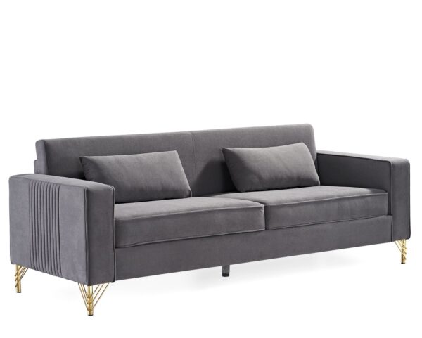 Aesthetic Sofas For Living Room, 3 Seater Couch With Classic Modern Appeal And Luxurious Soft Comfort - Gray