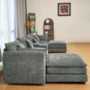 U Shaped Sectional Cloud Couch For Living Room, Fluffy Modular Sofa With Movable Ottoman 6 Seat Sectional Sofa Set With Console, Cup Holders - Gray - Image 6