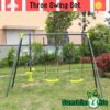 Xns008 Interesting Triple Children Metal Safe Swing Set 440Lbs For Outdoor Playground Three Seat Swing For Age 3+ - Green / Black - Image 6