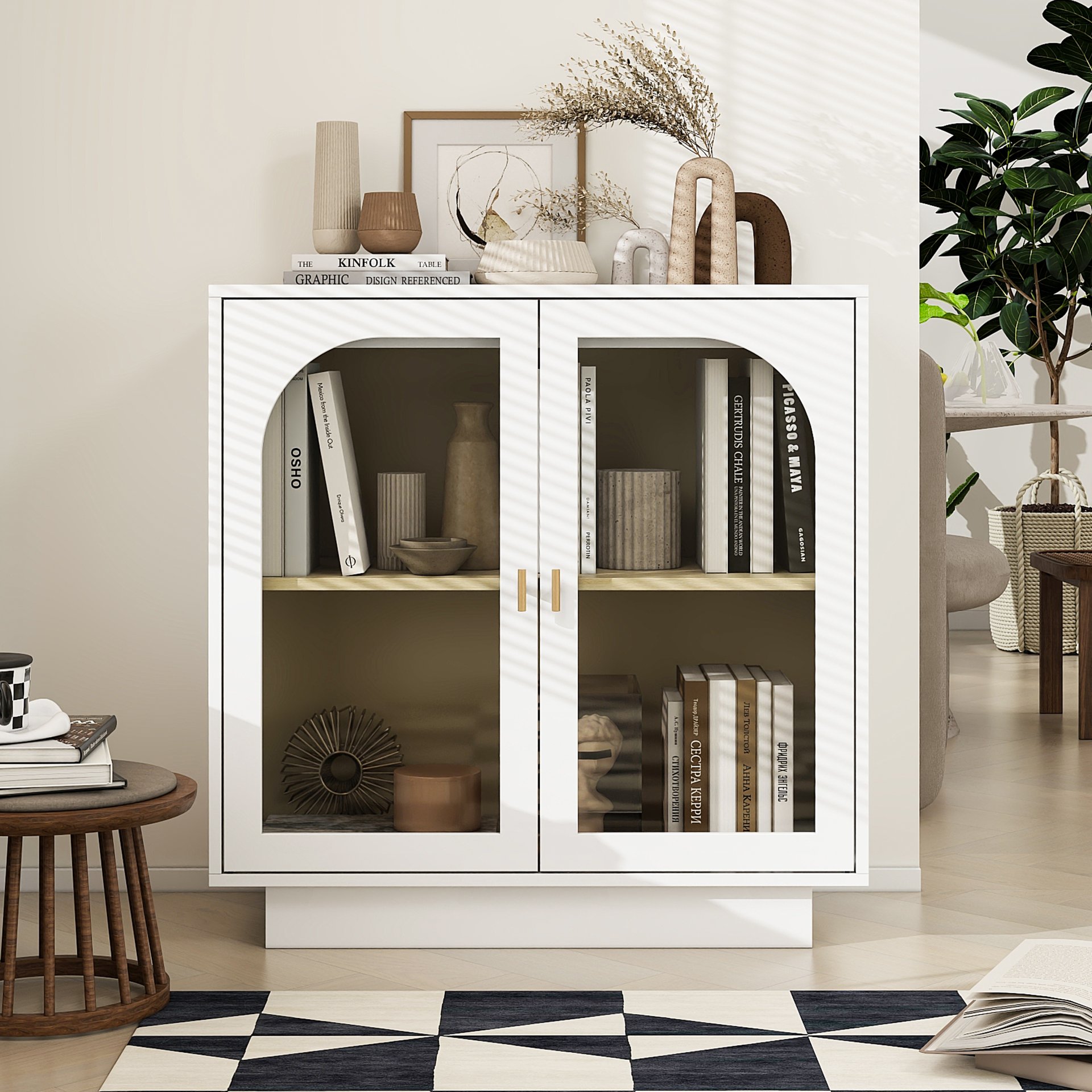 Storage Cabinet With Door For Living Room, Dining Room, Study - White - Image 2