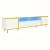 Modern TV Stand For TVs Up To 80", Entertainment Center With 2 Shelves And LED Lights, TV Storage Cabinet With 2 Drawers, 2 Cabinets And Metal Legs For Living Room - White - Image 11