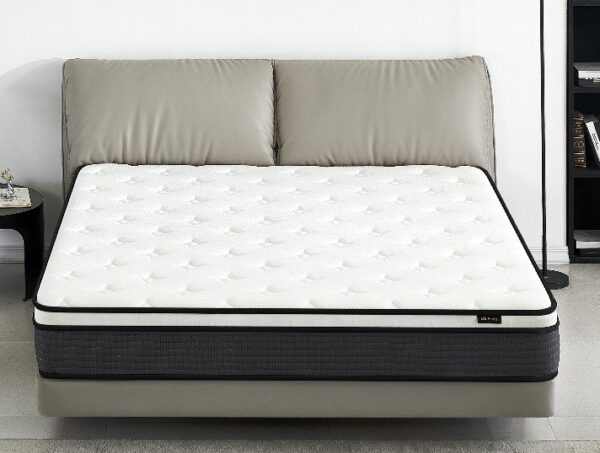 10" Full Size Hybrid Pillow Top Mattress A Box With Breathable And Hypoallergenic Design, Medium Firm For Lumbar Support - White / Gray