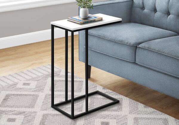 Accent Table, C - Shaped, Contemporary And Modern - White / Black