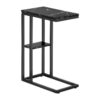 Accent Table, C - Shaped, Marble Look Contemporary & Modern - Black - Image 4