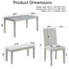 6 Piece Wooden Dining Table Set, Wooden Dining Table With 4 Upholstered Chairs And Bench For 6 People, Rectangular Dining Table Set With Crystal Decoration For Kitchen, Dining Room - Silver Gray - Image 3