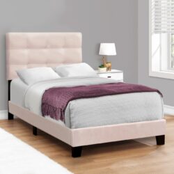 Twin Size Bed, Upholstered, Frame Only, Transitional - Pink