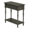 Accent Table, 2 Tier, Storage Drawer, Traditional - Green - Image 2