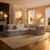 Oversized Upholstered Sectional Sofa Couch Set, Modular L Shaped Floor Sofa Set With 6 Pillows For Living Rooms - Light Gray - Image 13