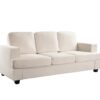 Modern Sofa, Comfortable 3 Seater Couch With Deep Seating, Loose Back Cushions, Wide Arms - Ivory - Image 3
