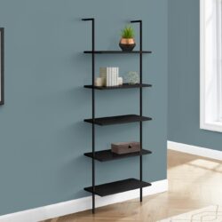 Bookshelf, Bookcase, Etagere, Ladder, 5 Tier, For Office, Contemporary & Modern - Black