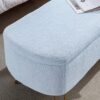 Storage Ottoman Bench For End Of Bed Gold Legs, Modern Gray Faux Fur Entryway Bench Upholstered Padded With Storage For Living Room Bedroom - Blue - Image 16
