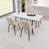 Modern Extendable Dining Table And Chair Set With Top And Metal Base, Table And Chairs For 2 - 6 People - Beige / White - Image 6