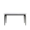 63" Modern Artificial Stone White Curved Black Metal Leg Dining Table, 6 People - White - Image 5